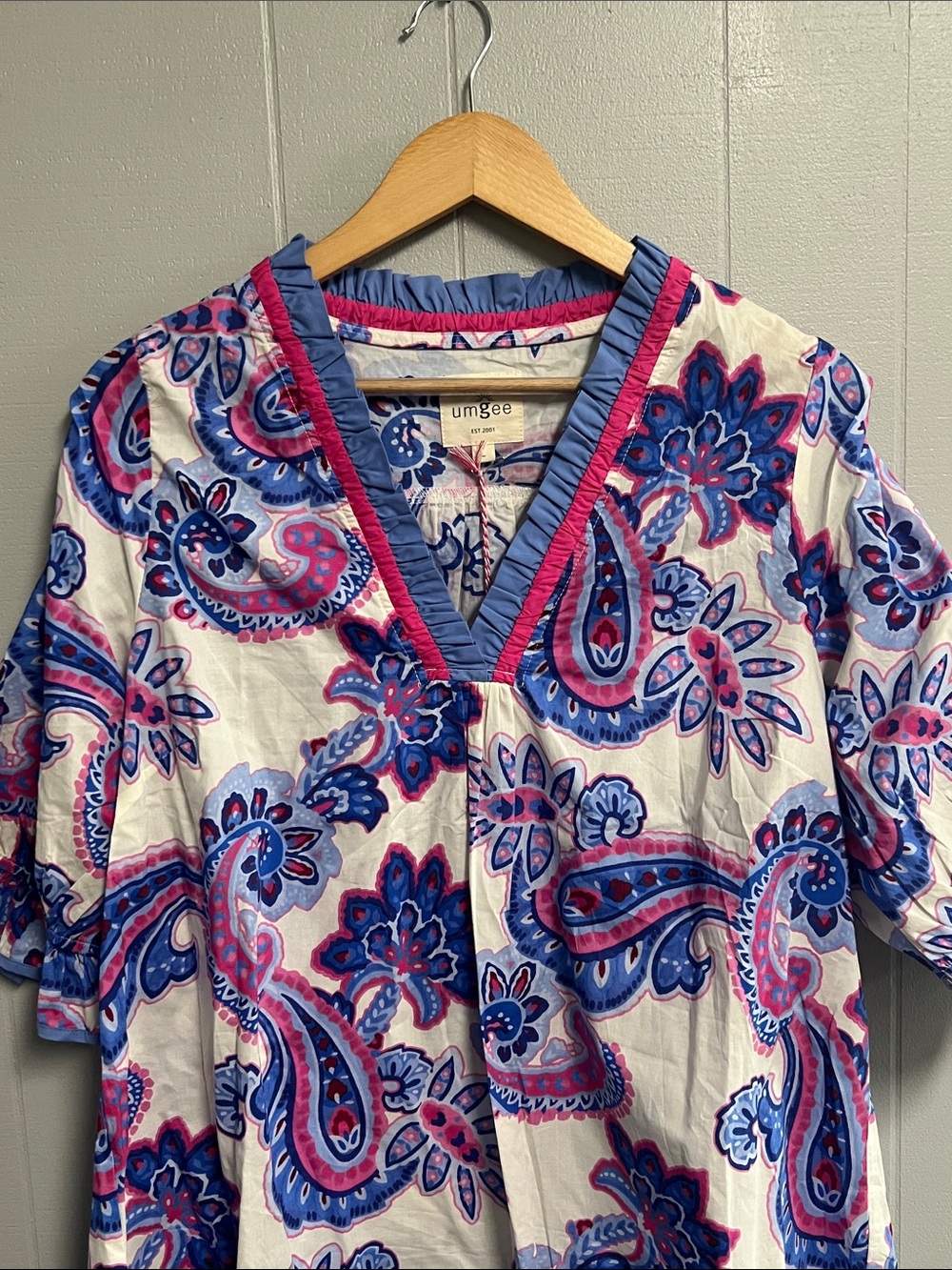NWT Umgee Floral Ruffle Blouse Large - Picture 5 of 13